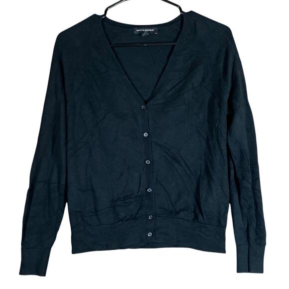 Banana Republic Womens Sweater Black Cardigan V Neck Button Down Small - Picture 1 of 12